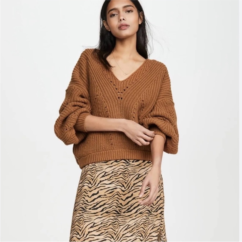 Free people Cozy Brown V-Neck Sweater